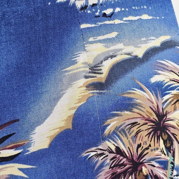 90s Hilo Hattie‎ Hawaiian Tropical Print Sleeveless Sheath Dress Side Tie Blue M - Picture 11 of 11